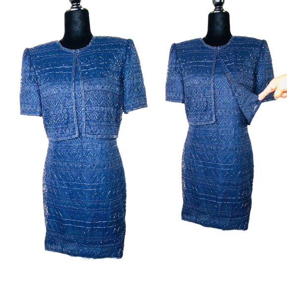 Laurence Kazar New York Sequined Evening Dress Handmade in India 80s Style - Picture 13 of 13